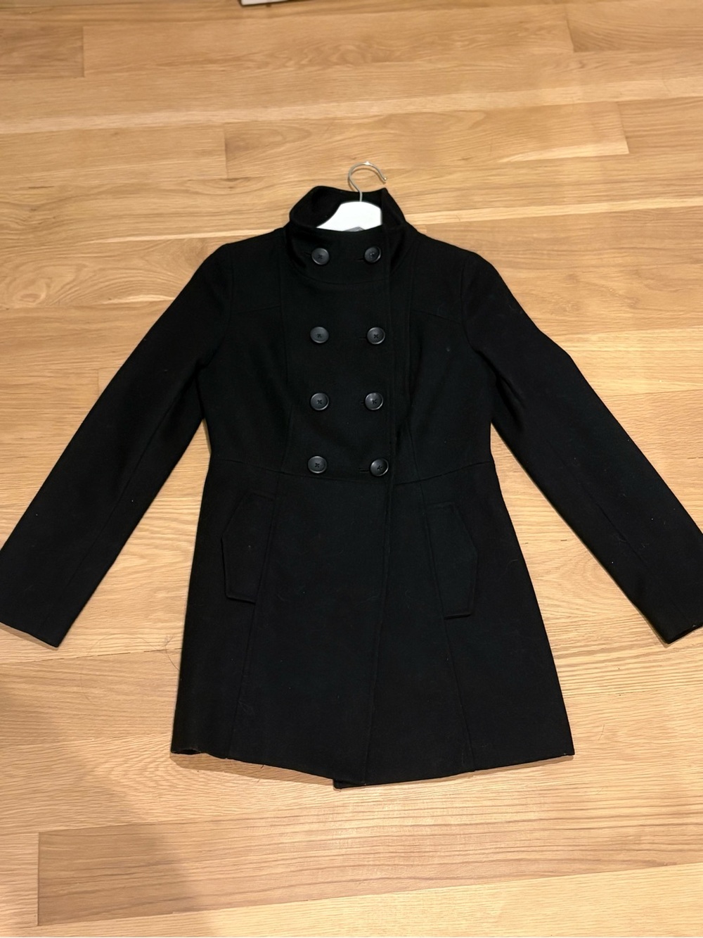 Vintage Y2K Double-Breasted High-Neck Pea Coat 🖤